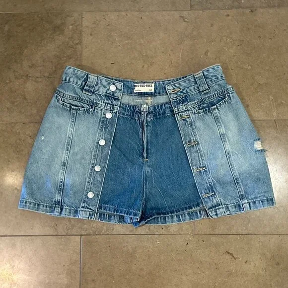 Free People Light Blue Denim Skort - Picture 12 of 16